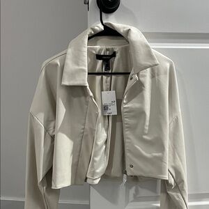 Forever 21 Women's Off-White Leather Jacket